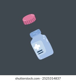 opened medicine bottle in flat vector design