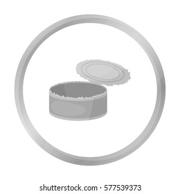 Opened metal tin can icon in monochrome style isolated on white background. Trash and garbage symbol stock vector illustration.