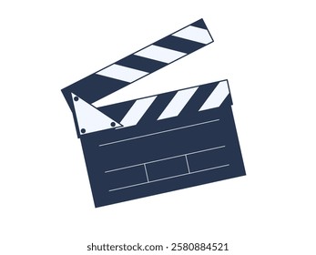 Opened movie clap. Cinema clapperboard. Flat Vector illustration isolated on white background