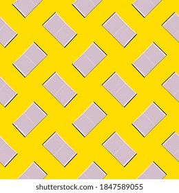 Opened notebook, seamless pattern on yellow background.