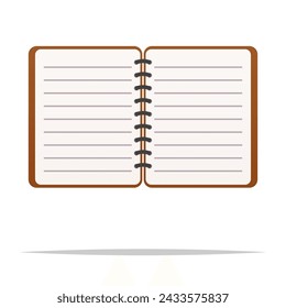 Opened notebook vector isolated illustration