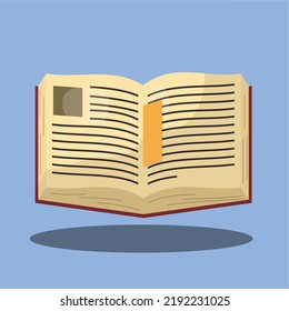icono de libro antiguo abierto en ilustración vectorial de fondo azul