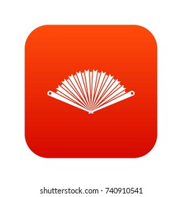 Opened oriental fan icon digital red for any design isolated on white vector illustration