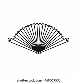 Opened oriental fan icon in outline style isolated on white background vector illustration