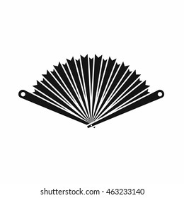 Opened oriental fan icon in simple style isolated on white background