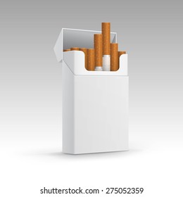 Opened Pack of Cigarettes Isolated on a White Background