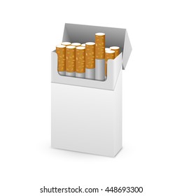 Opened Pack of Cigarettes Isolated on a White Background