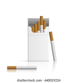 Opened pack of cigarettes vector illustration. 3d concept.