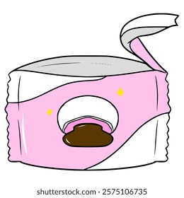 opened pack ice cream mochi illustration hand drawn isolated vector