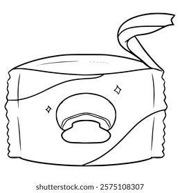 opened pack ice cream mochi illustration hand drawn outline vector