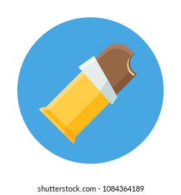 Opened Packing chocolate ice cream flat icon isolated on blue background. Simple ice cream in flat style, vector illustration for web and mobile design. Sweets vector illustration.