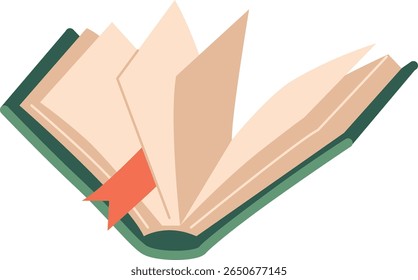 Libro de papel abierto con marcador