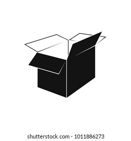 Opened paper box icon. Isolated on white background, vector illustration, eps 10.