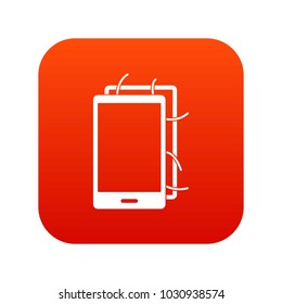 Opened phone icon digital red for any design isolated on white vector illustration