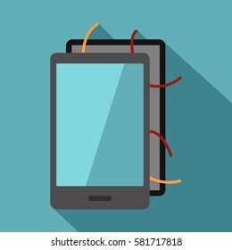 Opened phone icon. Flat illustration of opened phone vector icon for web