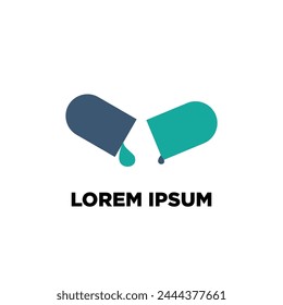 Opened pill icon vector logo for medicine pharmacy