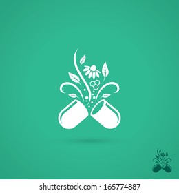 Opened pill - vector illustration