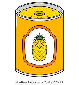 opened pineapple can illustration hand drawn isolated vector