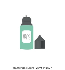 Opened plastic bottle with nicotine liquid for vaping device and e-cigarettes. Cartoon vector illustration