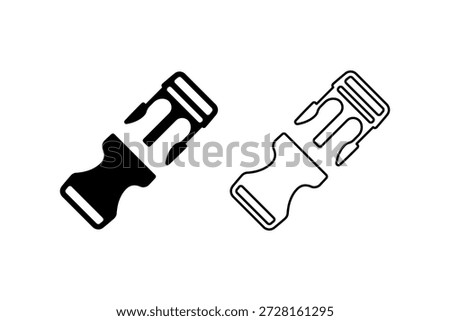 Opened plastic safety buckles icon isolated on white background.