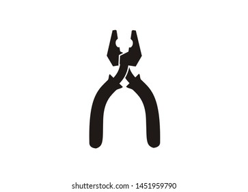 opened pliers, simple icon in black and white
