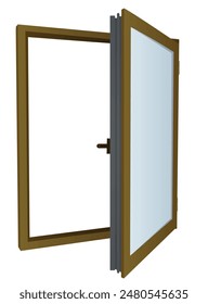 Opened PVC  window. vector illustration