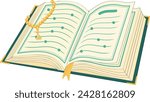 Opened Quran Islamic Book Vector Illustration