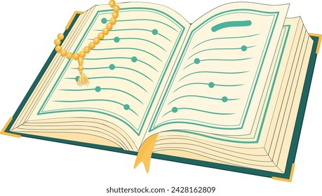 Opened Quran Islamic Book Vector Illustration