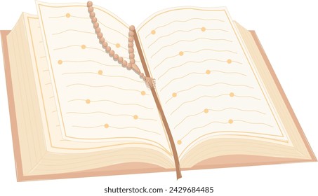 Opened Quran Islamic Book Vector Illustration