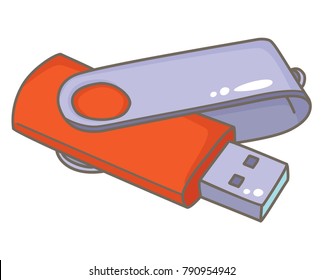 Opened ready to use USB flash drive in orange cover