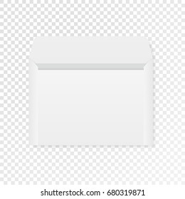 Opened realistic white emptiness envelope, with soft shadows, on transparent background. Vector illustration. EPS10.