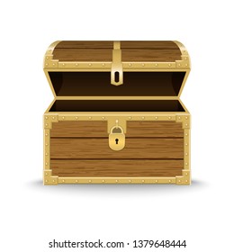 Opened realistic wooden chest