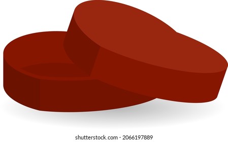 Caja de regalo con forma de corazón rojo abierto aislada sobre fondo blanco. Ilustración del vector