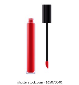 Opened Red Lip Gloss Tube.