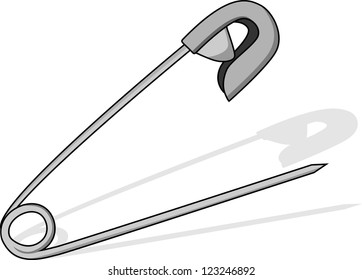  Opened Safety Pin. Vector Image