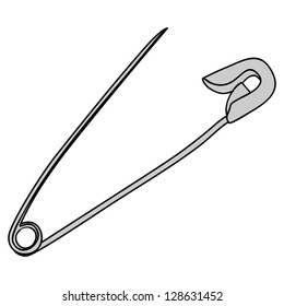 Opened safety pin. Vector image