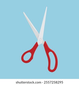 Opened Scissor with Red Handle. Realistic Vector on Blue Background. Office. School. Stationery. - Powered by Shutterstock - Get 15% off with code: PIKWIZARD15