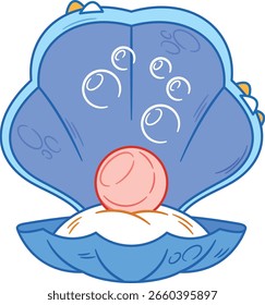Concha aberta com pérola de luxo