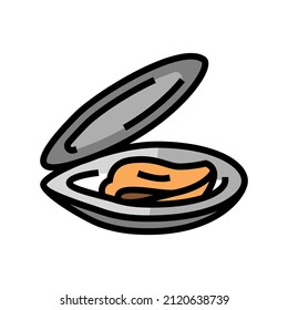 opened shell mussel color icon vector. opened shell mussel sign. isolated symbol illustration