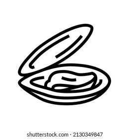 vector de icono de línea de la línea del mejillón de la shell abierta. signo de mejillón de concha abierto. símbolo de contorno aislado ilustración negra