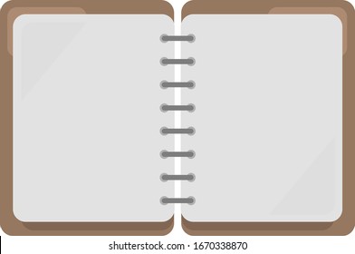 Opened sketchbook, illustration, vector on white background.