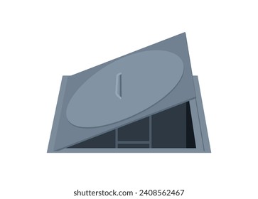 Opened square manhole. Simple flat illustration.