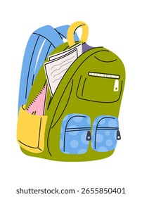Geöffnete Studententasche mit Zubehör