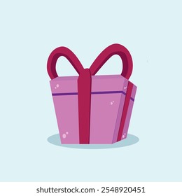 Caja de regalo sorpresa abierta con confeti. Caja de regalo con lazo de cinta roja. Estilo plano. Diseño de elementos para sorteo, sorpresa, vacaciones. Ilustración vectorial