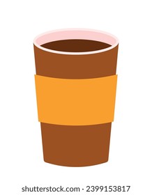 Opened Takeaway Paper Glass of Coffee, Cappuccino, Espresso, Latte,  Americano Drink and Beverage Vector Illustration Isolated on White Background