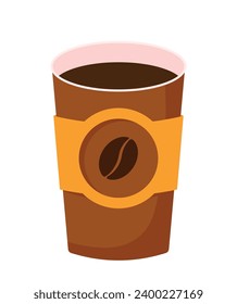 Opened Takeaway Paper Glass of Coffee, Cappuccino, Espresso, Latte, Americano Drink and Beverage Vector Illustration Isolated on White Background