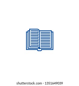 Opened textbook line icon concept. Opened textbook flat  vector symbol, sign, outline illustration.