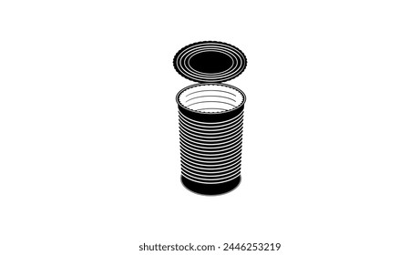 opened Tin can, black isolated silhouette