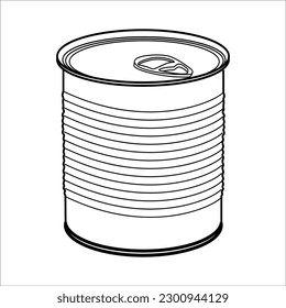 Opened tin can. Vector outline icon. cartoon