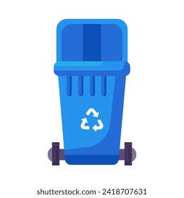 contenedor transportable abierto con tapa para el almacenamiento, reciclado y clasificación de residuos de papel doméstico usados. Basura vacía para chatarra y cajas de cartón. Vector de dibujos animados simple